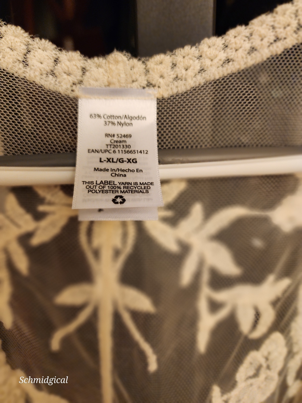 Lace Sheer Long Kimono‎ Robe - Cream Embroidered Bell Sleeve Floral NWT - Picture 3 of 5
